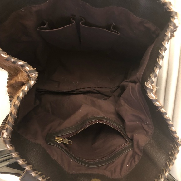 Western Cowhide Hair Tote with Fringe - Picture 6 of 6